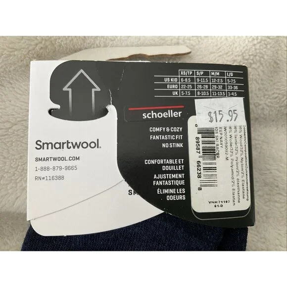 SmartWool Kids Ski Light Cushion Socks Youth Size Medium Navy Red White Blue NEW - Picture 6 of 6